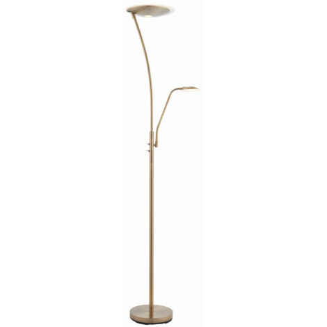 Endon Alassio - Lampadaire LED 1 Lumière Laiton Antique Et Plastique Givré