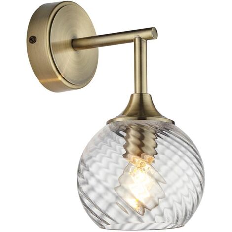 Endon Allegra Lampada da parete con paralume in vetro e paralume in ottone anticato