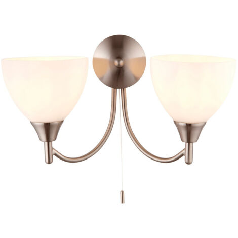 Endon Alton - Applique da Interno 2 Luci Cromo Satinato con Vetro Opalino Opaco, attacco E14