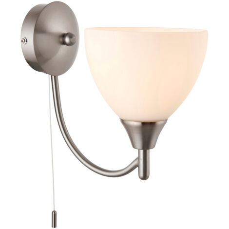 Endon Alton - Applique murale à 1 ampoule Chrome satiné avec abat-jour en verre opale mat, E14