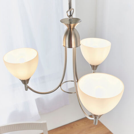Endon Alton - Plafonnier à 3 bras multiples, chrome satiné, verre opale mat, E14