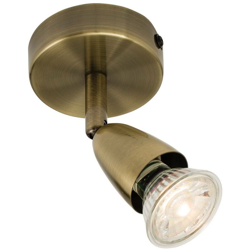 Endon Lighting - Endon Amalfi - Adjustable 1 Light Spotlight Antique Brass, GU10