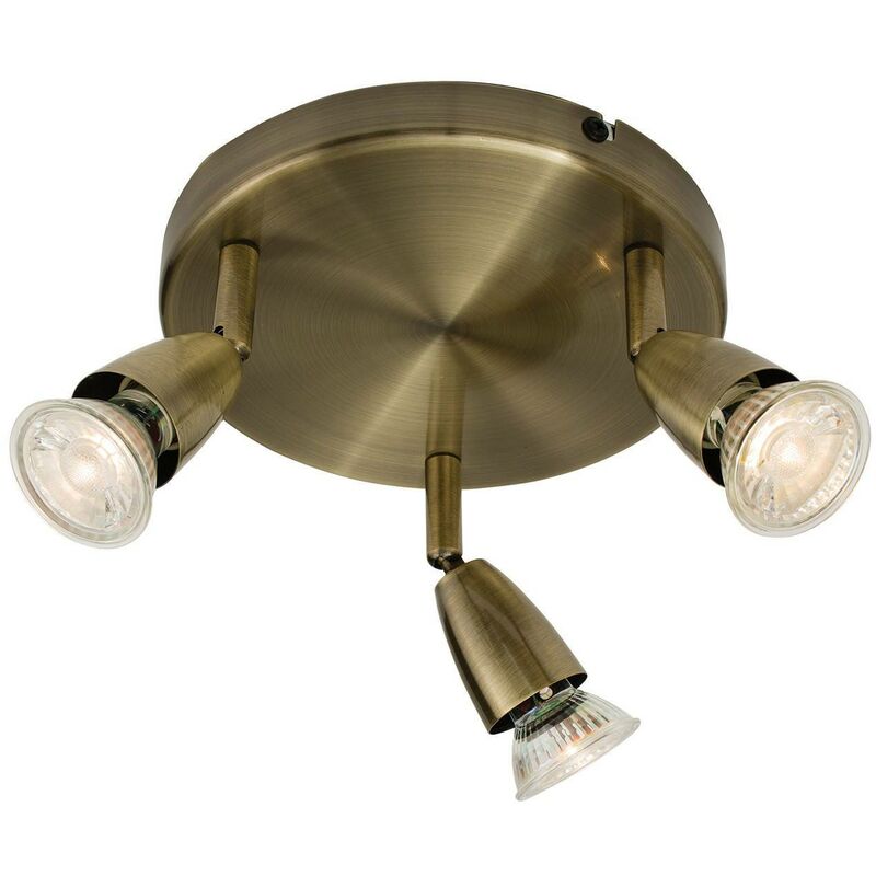 Endon Lighting - Endon Amalfi - Adjustable 3 Light Spotlight Antique Brass, GU10