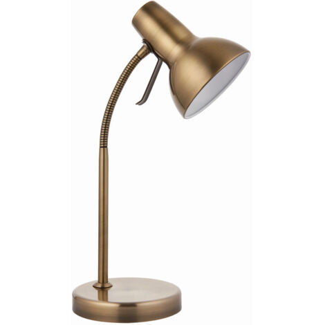 Endon Amalfi - Lampada da tavolo a LED 1 luce in ottone antico, vernice bianca lucida, GU10