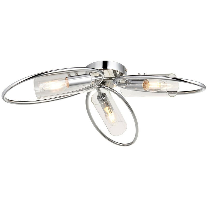 Amari Multi Arm Glass Semi Flush Ceiling Lamp, Chrome Plate, Glass - Endon