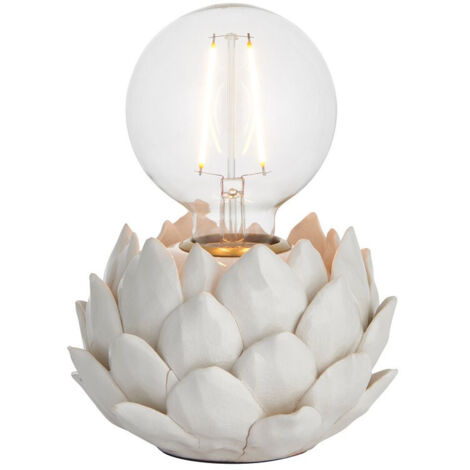Endon Artichoke Lampada da tavolo completa, smalto crackle d'avena, piatto in ottone antico