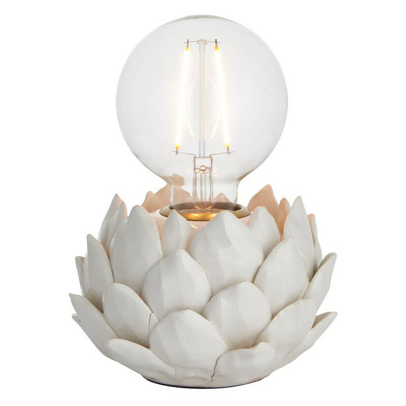 Endon Artichoke Lampe de table complète, glaçure craquelée à l'avoine, plaque en laiton antique