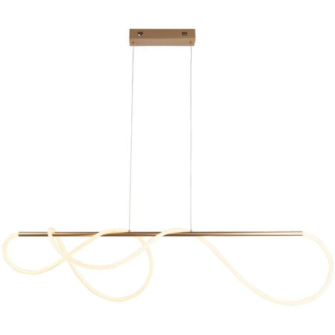 Endon Attalea Modern Designer Bar Style LED Pendant Light Flexible Silcon Tube Satin Gold Finish