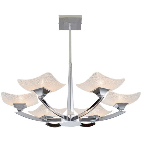 Endon Ayres - Plafonnier multi-bras semi-affleurant à 6 ampoules, chrome, verre effet Savon, G9