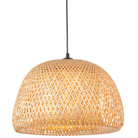 Endon Bali Lampada da soffitto a sospensione singola, bambù naturale, bianco, nero opaco