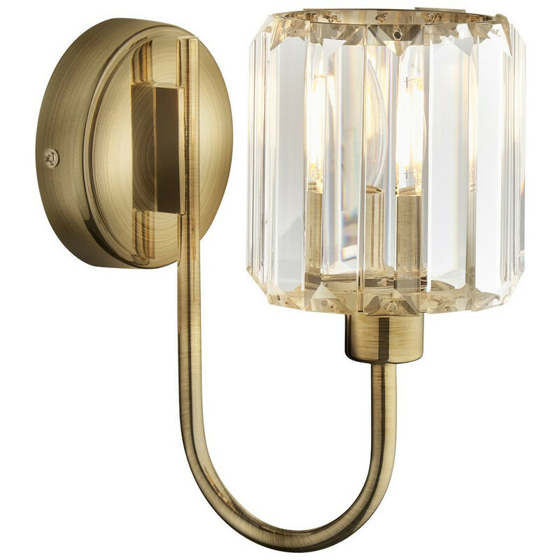 Berenice Applique avec abat-jour en verre et laiton antique - Endon