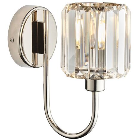 Endon Berenice Applique avec abat-jour en verre Nickel brillant