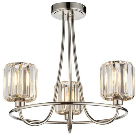 Endon Berenice Lampada da soffitto a semi-incasso in vetro a 3 luci con braccio multiplo in nichel brillante