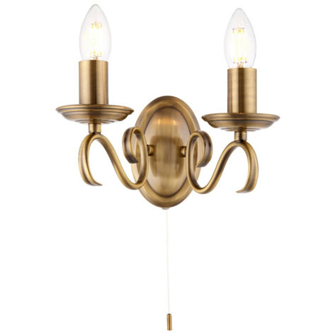 Endon Bernice - Applique murale d'intérieur à 2 ampoules, laiton antique, E14