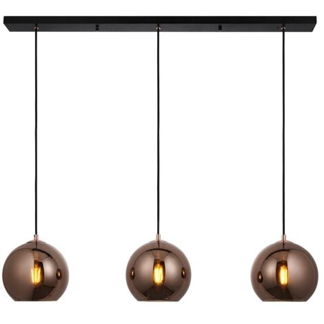 Endon Boli Lampada a sospensione a soffitto tripla a 3 luci in vetro specchiato color rame