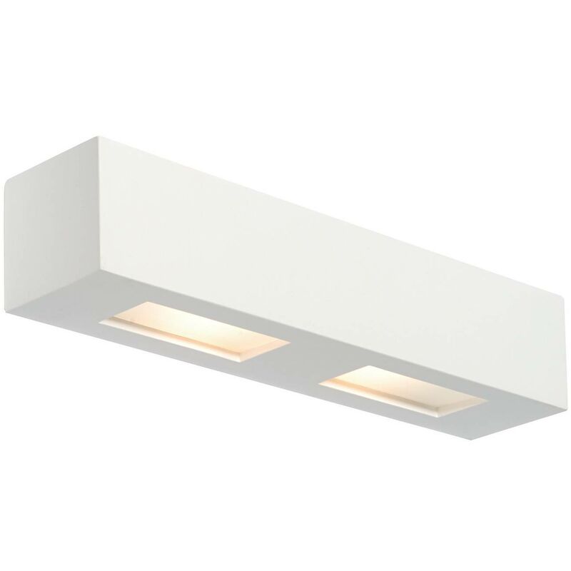 Endon - Box - 2 Light Indoor Plaster Wall Light White, Paintable, G9