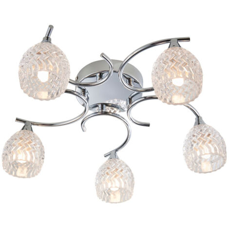 Endon Boyer - Plafonnier semi-encastré à 5 bras, chrome, G9