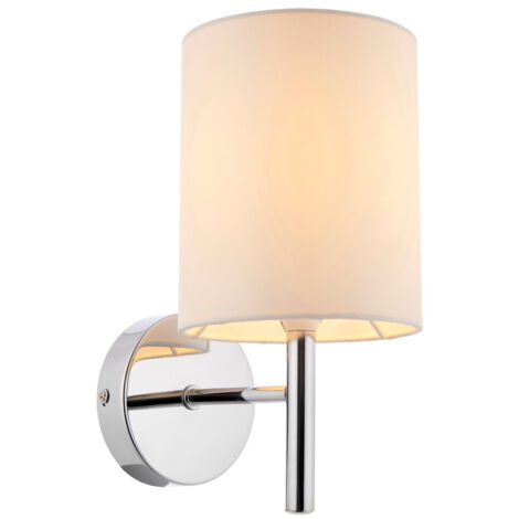 Endon Brio - Applique da interno a 1 luce Cromo, finta seta bianco sporco, E14