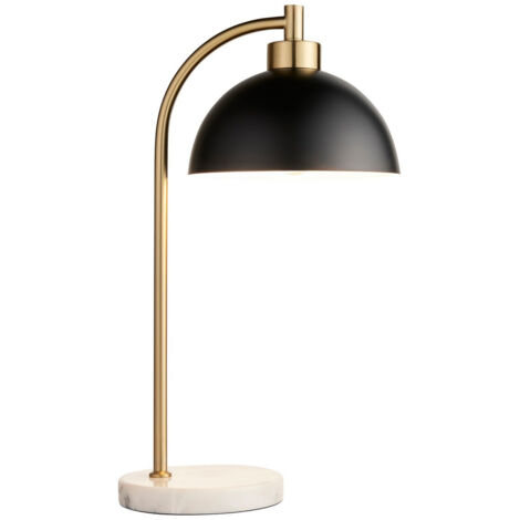 Endon Buchanan Lampe de table noire mate, plaque en laiton antique, marbre gris, 1x E27