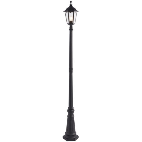 Endon Burford - Lampada da terra da esterno 1 luce Vernice nera opaca, vetro IP44, E27