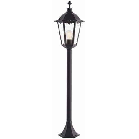Endon Burford - Lampada da terra da esterno 1 luce Vernice nera opaca, vetro IP44, E27