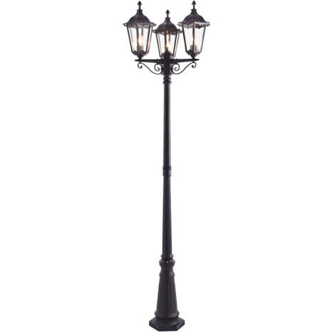 Endon Burford - Lampada da terra da esterno 3 luci Vernice nero opaco, vetro IP44, attacco E27