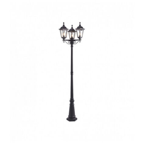 Endon Burford - Lampadaire extérieur à 3 ampoules, peinture noire mate, verre IP44, E27