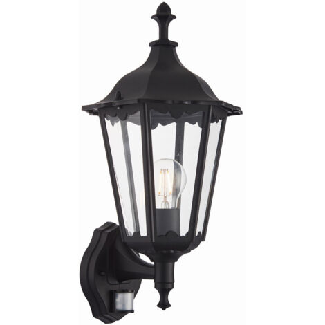 Endon Burford - Lanterna da Parete 1 Luce da Esterno Vernice Nero Opaco, Vetro IP44, E27