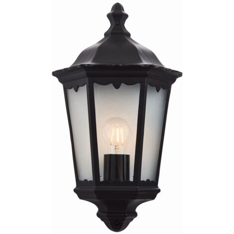 Endon Burford - Lanterne murale extérieure à 1 lumière, peinture noire mate, verre IP44, E27
