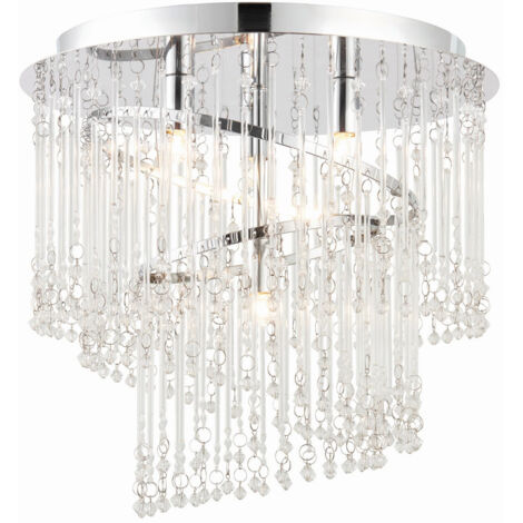 Endon Camille - Plafoniera a filo a spirale a 4 luci Cromo, vetro trasparente, G9