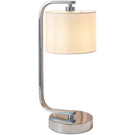 Endon Canning - Lampe de Table Chrome, Effet Soie Blanche, E14
