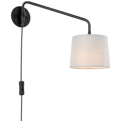 Endon Carlson - Applique a 1 luce in misto cotone nero opaco e grigio chiaro, E14