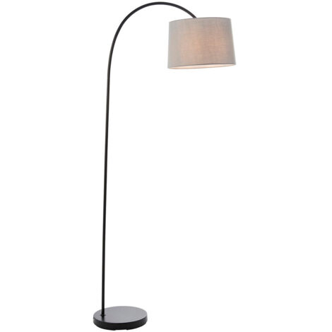 Endon Carlson - Lampada da terra a 1 luce in misto cotone nero opaco e grigio chiaro, E27