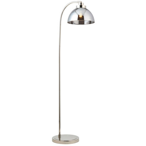 Endon Caspa Lampadaire Task, plaque nickel brillant, verre miroir