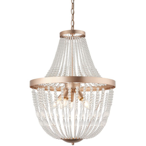 Endon Celine - Suspension à 5 ampoules, peinture or rose et verre transparent, E14