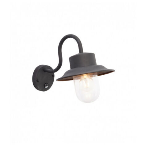 Endon Chesham Pir - Peinture noire texturée pour mur extérieur PIR à 1 lumière, verre IP44, E27