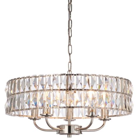 Endon Clifton Lampada a sospensione da soffitto a 5 bracci multipli in nichel brillante