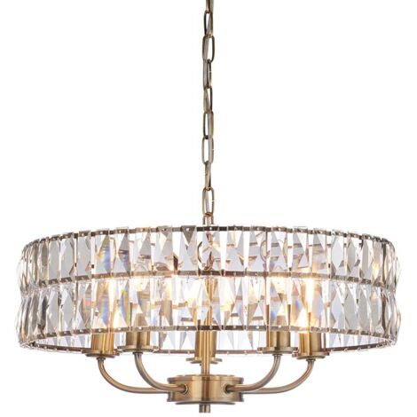 Endon Clifton Lampada a sospensione da soffitto a 5 bracci multipli in ottone anticato