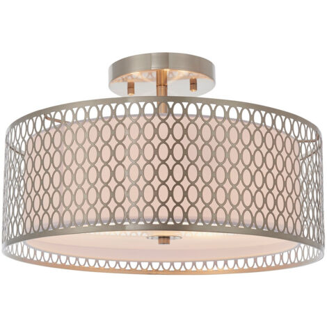 Endon Cordero - 3 placca a filo chiaro nichel satinato chiaro e misto cotone bianco, E27