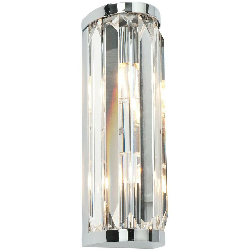 Endon Crystal - 2 Light Bathroom Wall Light Chrome with Crystal IP44, G9