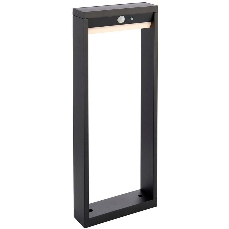 

Endon Dannah Moderna lámpara de bolardo LED en forma de caja con energía solar, con textura negra, sensores de movimiento PIR y día y noche, blanco