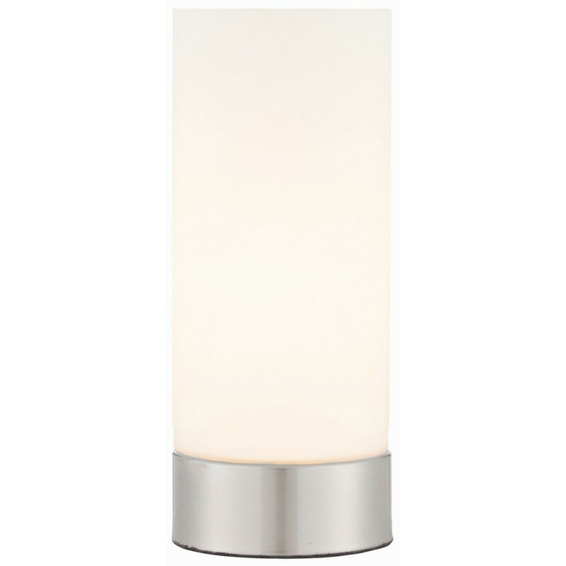 Image of Endon - Dara - Lampada da tavolo a 1 luce nichel spazzolato, vetro duplex opalino opaco, E14