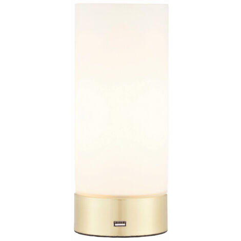 Endon Dara - Lampada da tavolo a 1 luce Ottone spazzolato, vetro duplex opalino opaco, E14