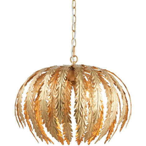 Endon Delphine - Ciondolo sferico a 3 luci con foglie floreali, vernice dorata, E14