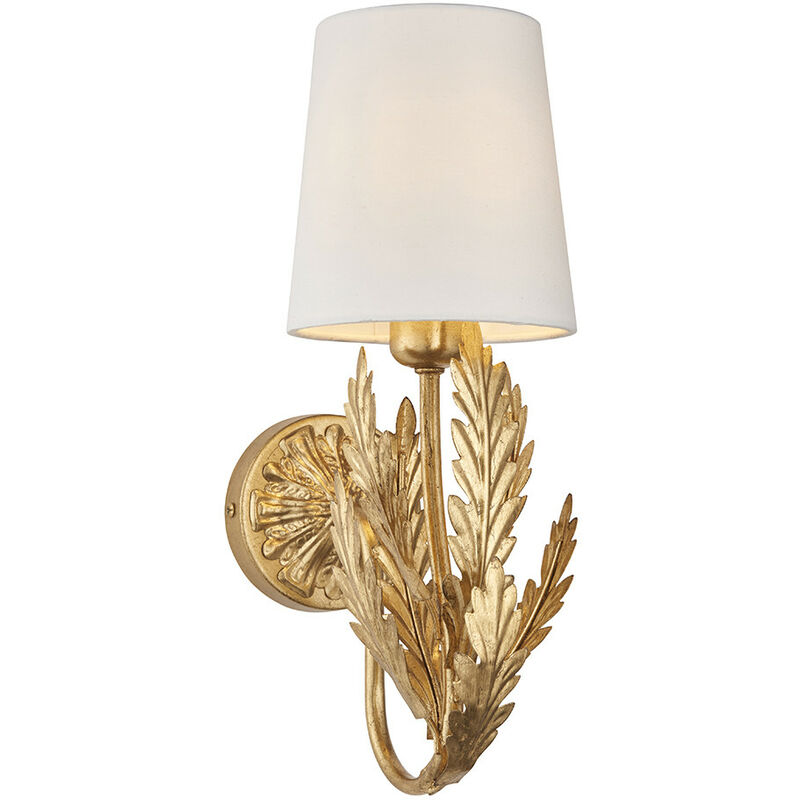 Endon Lighting - Endon Delphine Decorative Gold Layered Leaf Wall Lamp with Ivory Fabric Shades