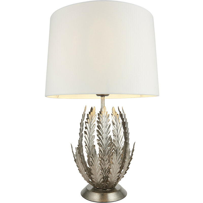 Endon Lighting - Endon Delphine Decorative Silver Layered Leaf Table Lamp with Ivory Fabric Shades
