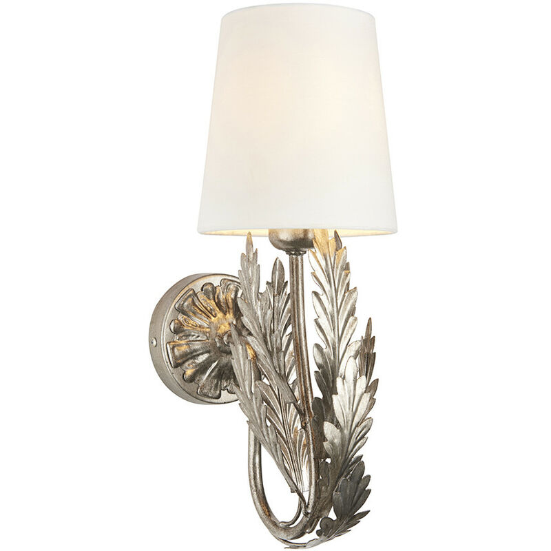 Endon Lighting - Endon Delphine Decorative Silver Layered Leaf Wall Lamp with Ivory Fabric Shades