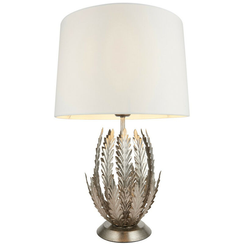 Endon - Delphine Lampe de table décorative en feuille d'argent avec abat-jour en tissu ivoire