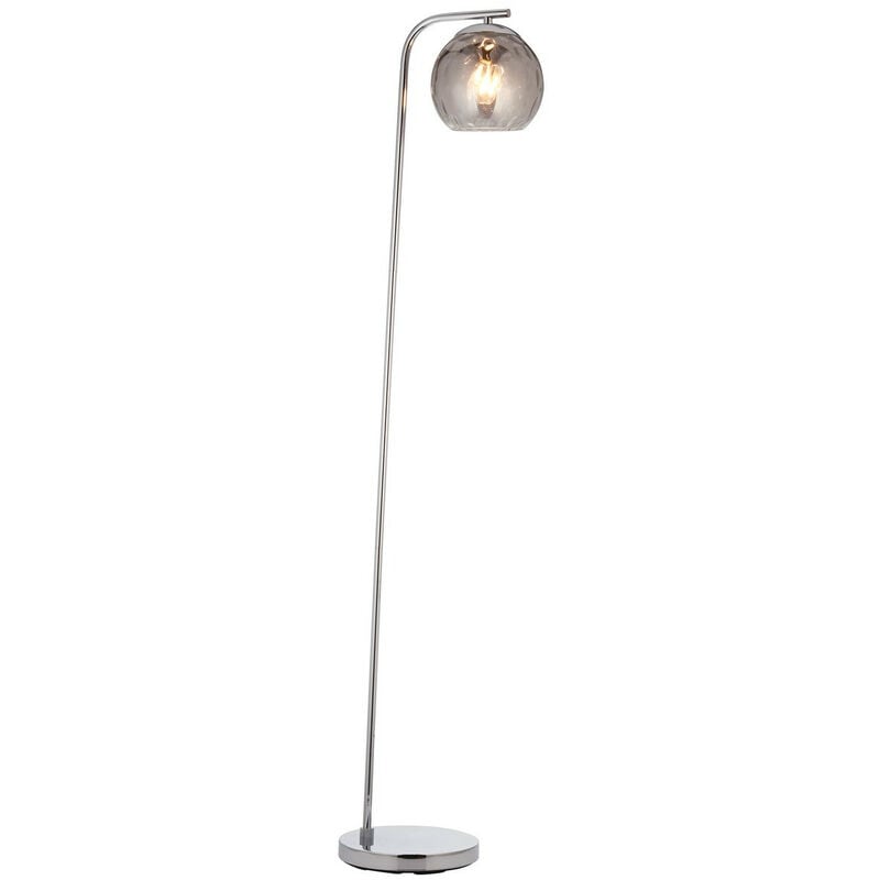 Dimple Complete Floor Lamp, Chrome Plate, Smoked Mirror Glass - Endon