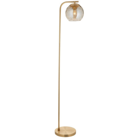 Endon Dimple Lampadaire Complet, Plaque Laiton Satiné, Verre Lustre Champagne